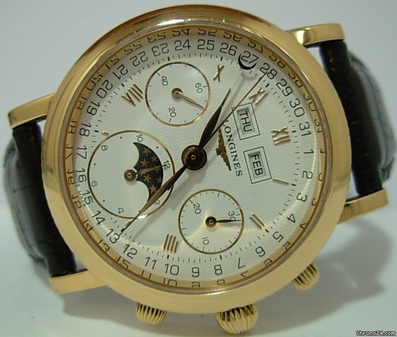 Longines 18K ERNEST FRANCILLLON CHRONO CALENDAR MOON PHASE VALJOUX 88 watches