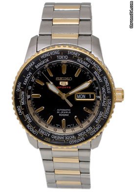 Seiko 5 Sports Automatic World Timer Two-tone Mens Watch SRP130K1 watches