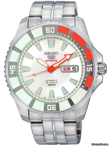 Seiko Automatic White and Orange Bezel Mens Watch SRP201K1 watches