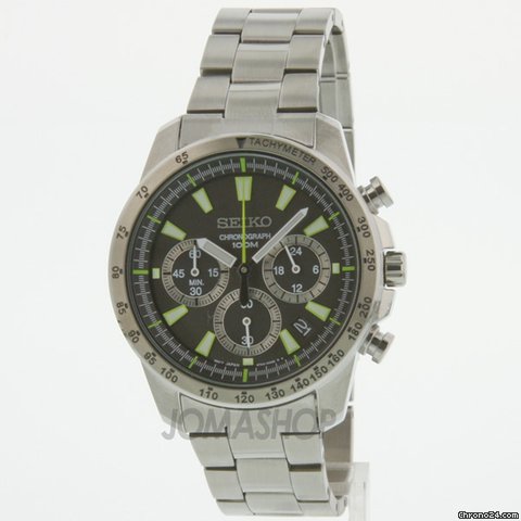 Seiko Chronograph Black Dial Stainless Steel Mens Watch SSB027 watches