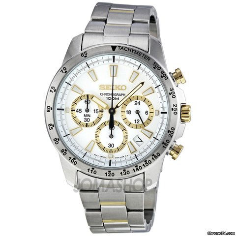Seiko Chronograph White Dial Stainless Steel Mens Watch SSB029 watches