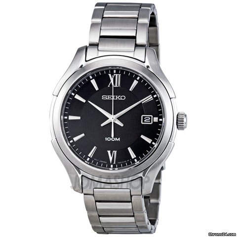 Seiko Black Dial Stainless Steel Mens Watch SGEF69 watches