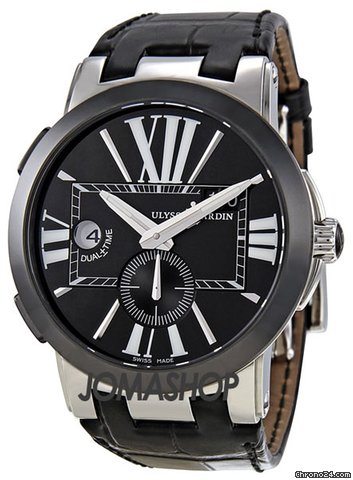 Ulysse Nardin Executive Dual Time Automatic Black Leather Mens Watch 243-00-42 watches