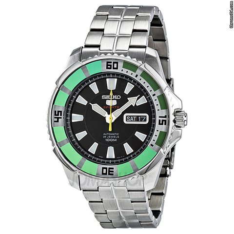 Seiko 5 Sports Automatic Divers Green Ion-plated Bezel Mens Watch SRP205K1 watches
