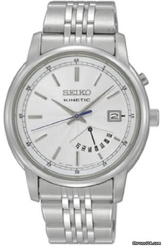 Seiko Kinetic Silver Dial Day and Date Mens Watch SRN027 watches