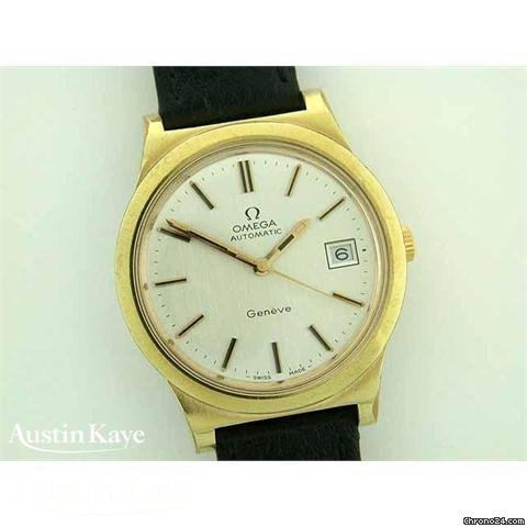 Omega Geneve gold-plated automatic on strap watches