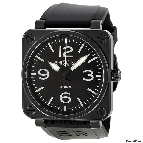 Bell & Ross BR 01 Instrument Automatic Black Dial Mens Watch BR0192-BL-CER-SRB watches