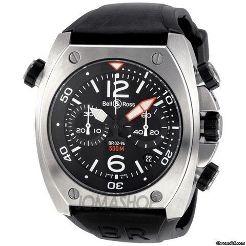 Bell & Ross Marine Automatic Chronograph Black Rubber Mens Watch BR02-CHR-BL-ST watches