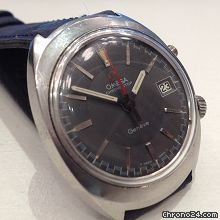 Omega vintage chronostop date grey dial red hand watches
