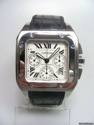 Cartier Santos 100 chronographe acier/cuir boucle deployante/leather on deployant watches