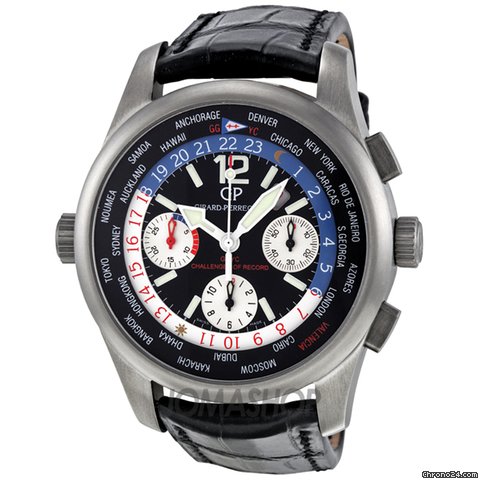 Girard Perregaux WWTC Automatic Black Titanium Leather Mens Watch 4980021657FK6A watches
