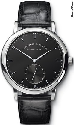 A. Lange & Sohne Grand Saxonia Automatik White Gold Black Dial on Strap watches