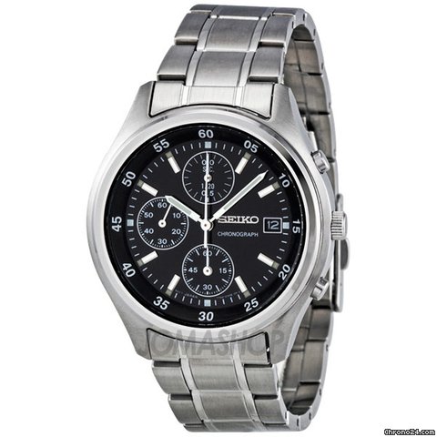 Seiko Chronograph Black Dial Stainless Steel Mens Watch SNDB11 watches