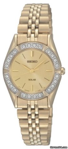 Seiko Solar Swarovski Crystal Gold-tone Ladies Watch SUP096 watches
