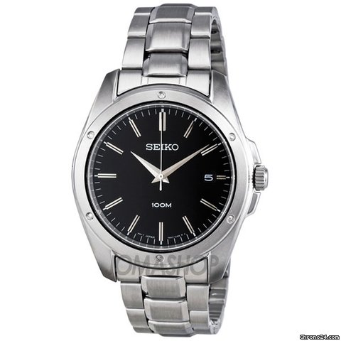 Seiko Black Dial Stainless Steel Mens Watch SGEF81 watches