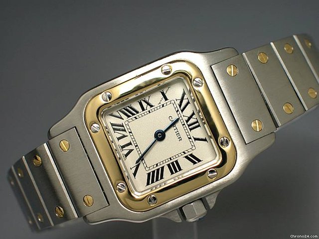 Cartier "SANTOS de Cartier" Edelstahl/Gelbgold - guter Zustand - DAM watches