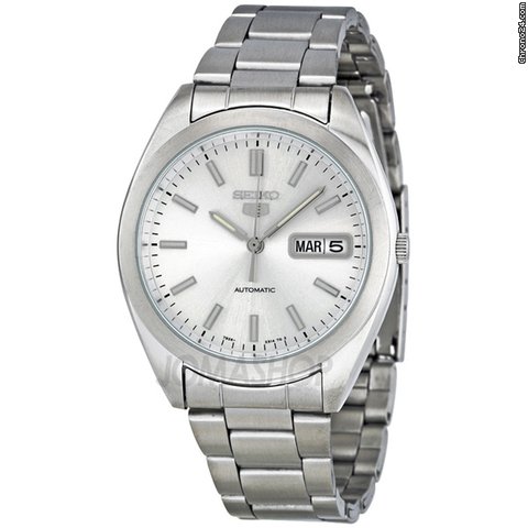 Seiko 5 Automatic Silver Dial Stainless Steel Mens Watch SNX993 watches