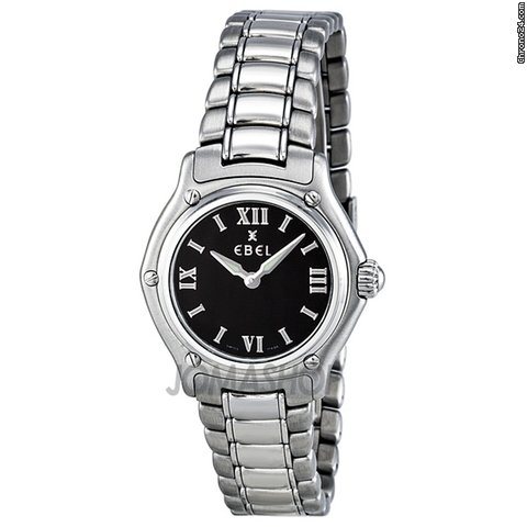 Ebel 1911 Black Dial Stainless Steel Ladies Watch 9090211-5465P watches
