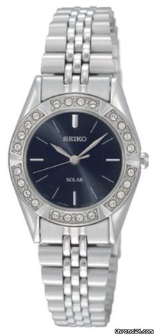 Seiko Solar Black Dial Stainless Steel Ladies Watch SUP091 watches