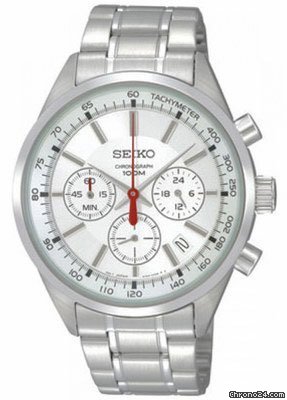Seiko Chronograph Silver Dial Stainless Steel Mens Watch SSB035 watches