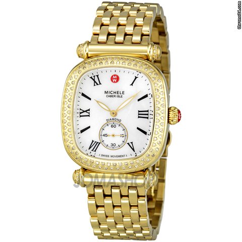 Michele Caber Isle Mother of Pearl Dial Gold Plated Stainless Steel Ladies Watch MWW16C000008 watches