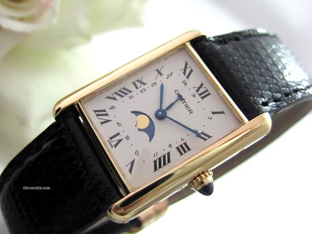 Cartier Tank m.Mondphase Datum 750K / Gold watches