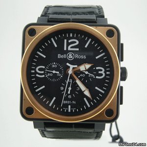 Bell & Ross AViATiON CHRONOGRAPH BLACK CASE ROSE BEZEL BR01-94 watches