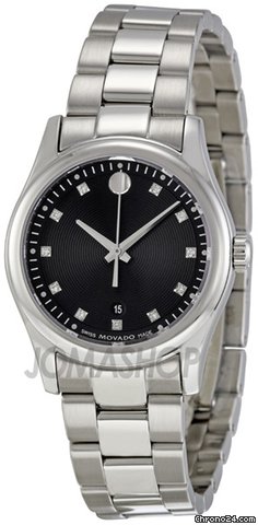 Movado Sportivo Black Diamond Dial Stainless Steel Ladies Watch 6060497 watches
