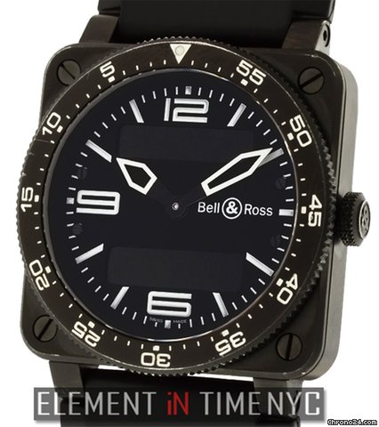 Bell & Ross Aviation Carbon 42mm Black Dial Quartz BR 03 B+P watches