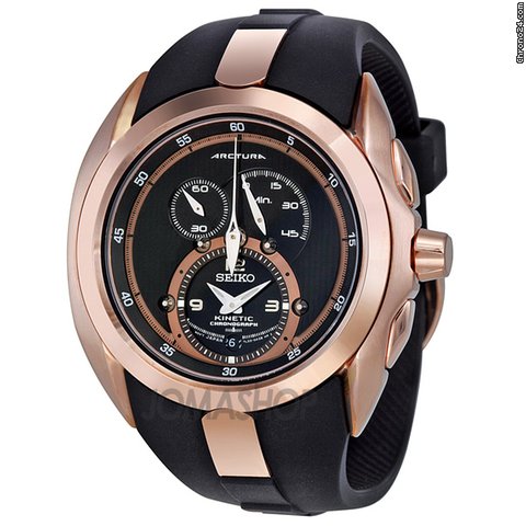 Seiko Kinetic Arctura Chronograph Black Dial Mens Watch SNL060 watches