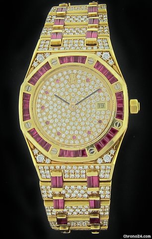Audemars Piguet Yellow Gold Royal Oak Diamond and Ruby Watch 14847ba watches