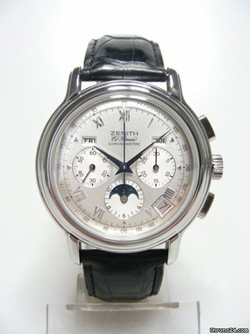 Zenith El Primero Chronomaster steel/acier triple date moon phases/phases de lune cadran silver dial watches