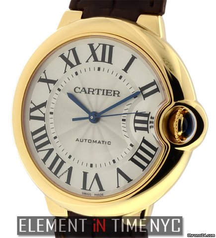 Cartier Ballon Bleu 18k Yellow Gold 36mm Silver Dial W6900356 NIB watches
