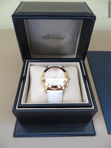 Chopard ''HAPPY SPORT CHRONOGRAPH''750 ROSE/5-BRILL./1SAFIR/KROKO watches