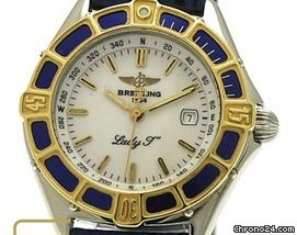 Breitling LADY J 18K GOLD MASIVE BLUE BEZEL watches