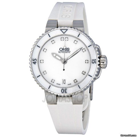 Oris Divers Date White Dial Automatic Rubber Ladies Watch 01 733 7652 4191 07 watches