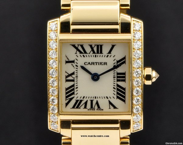 Cartier 18k Y/G Silver Dial Diamond Case Ladies Tank Francaise watches
