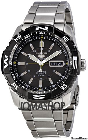 Seiko 5 Black Dial Stainless Steel Mens Watch SNZJ07 watches