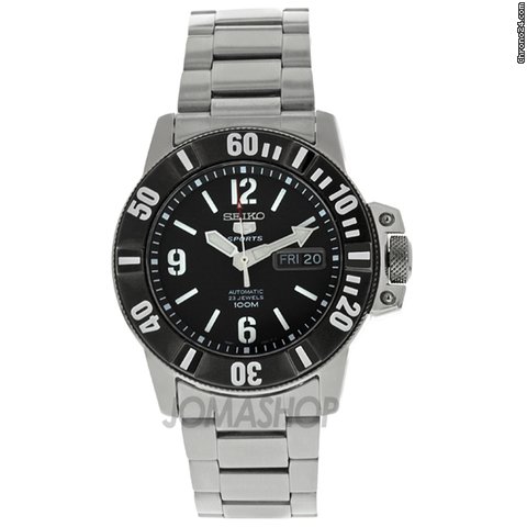Seiko 5 Sports Black Dial Stainless Steel Mens Watch SNZG83 watches