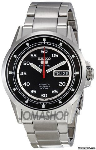 Seiko 5 Automatic Black Dial Stainless Steel Mens Watch SNZH23 watches