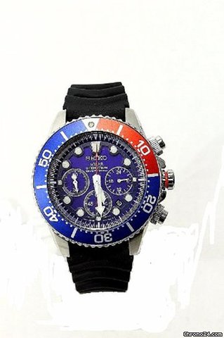 Replica Seiko Solar Chronograph Blue Dial Black Rubber Mens Watch SSC031 Watch