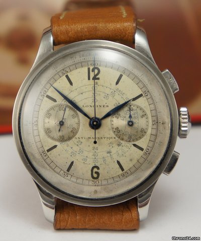 Longines 13ZN chrono steel with SANDWICH DIAL oversize rare vintage watches