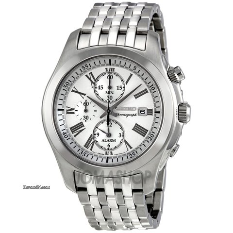 Seiko Chronograph Alarm Silver Dial Mens Watch SNAE29P1 watches