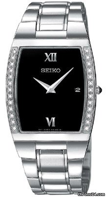 Seiko Diamond Steel Black Mens Watch SKP319 watches