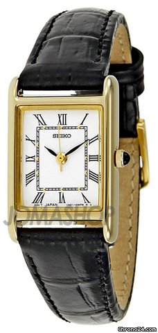 Seiko Gold-tone Black Leather Strap Ladies Watch SXGN42 watches