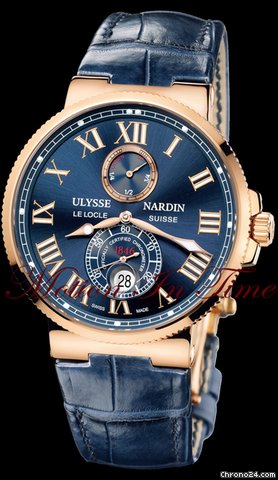 Ulysse Nardin Maxi Marine Chronometer 43mm Rose Gold "Royal Blue" on Croco watches