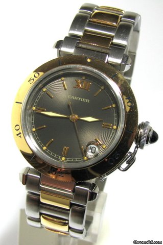 Cartier PASHA C35 AUTOMATIK DATUM EDELSTAHL 18 Kt Gold watches