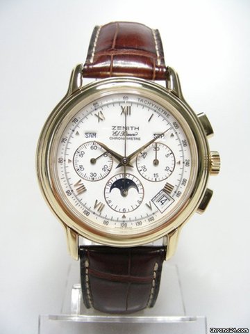 Zenith El Primero Chronomaster moon phases/phases de lune yellow gold triple date watches