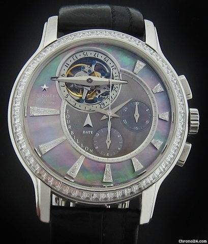 Zenith Platinum El Primero Baguette Diamond Tourbillon Watch watches