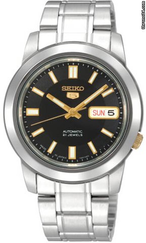 Seiko 5 Automatic Stainless Steel Black Dial Mens Watch SNKK17 watches
